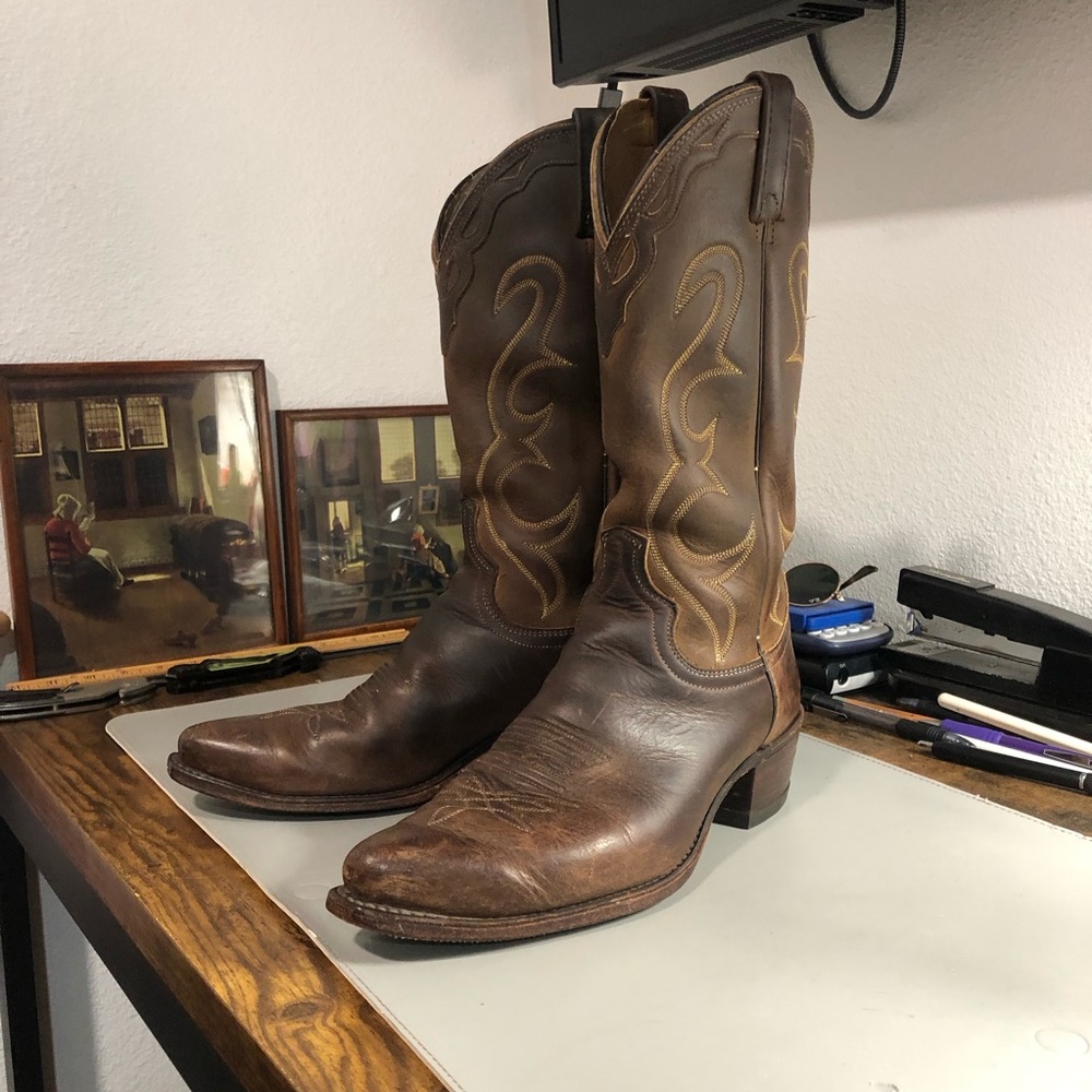 Vintage Dan Post Brown Cowboy Boots Men’s Size 9